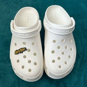 White platform Crocs